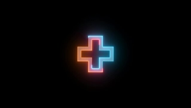 Neon D pad icon brown cyan color glowing animation black background