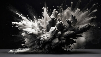 Black charcoal powder dust paint white explosion