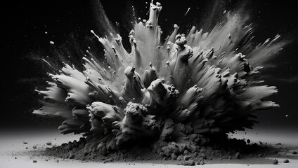 Black charcoal powder dust paint white explosion