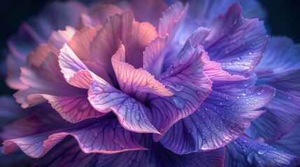 The purple carnation pictured above reveals its intricate details. Highlight subtle features The image therefore depicts the flowers in beautiful detail. Capture vivid colors and delicate textures wit - obrazy, fototapety, plakaty