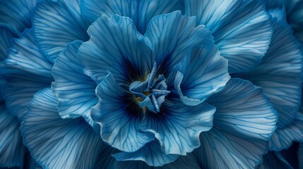 The blue carnation pictured above reveals its intricate details. Highlight subtle features The image therefore depicts the flowers in beautiful detail. Capture vivid colors and delicate textures wit - obrazy, fototapety, plakaty