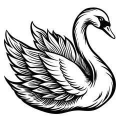  swan silhouette vector art illustration