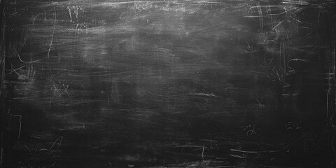 School blackboard texture. Black stone or slate textured background. Black chalk board texture background. Chalkboard, blackboard, school board surface with scratches and chalk traces. Wide banner. - obrazy, fototapety, plakaty