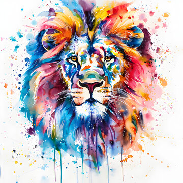 A watercolor painting of a Lion 