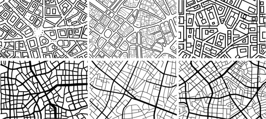 city plan on the mapblack seamless pattern, vector decoration isolated overlay monchrome texture, laser cutting cnc background engraving, decorative print nocolor shape design backdrop transparent svg