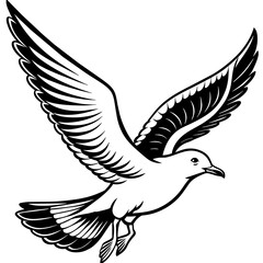 seagull silhouette vector art illustration