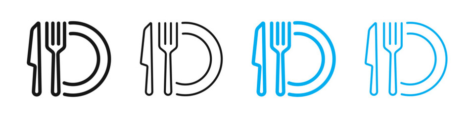 Cutlery icons. Cutlery silhouettes. Fork, spoon and knife flat black vector icons. Fork spoon knife icon set.