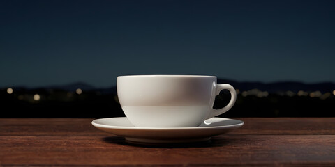cup of coffee on the table night background