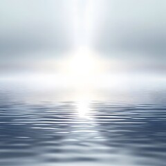 Radiant light beam shining down on calm body of water, creating a soothing and peaceful atmosphere. - obrazy, fototapety, plakaty