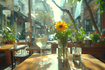 Exquisite wine glasses arranged elegantly on a table, inviting a moment of indulgence and relaxation. Inviting wine set amidst beautiful lighting, perfect for romantic dinner or celebratory gathering