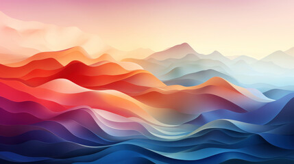 Abstract mountains consisting of slabs, gradient color. Colorful wave lines wallpaper background. Generative AI