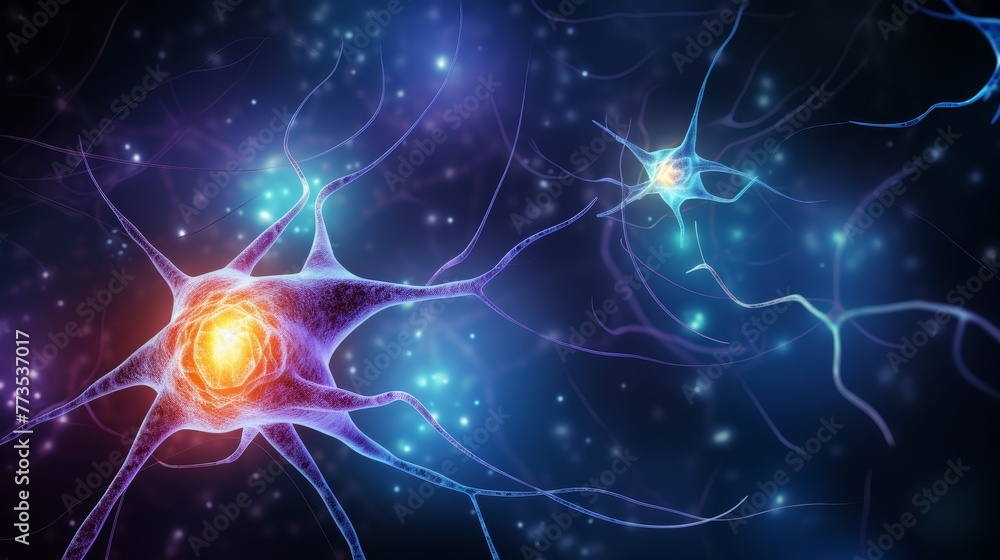 Aufkleber neuron with illuminated synapses representing neural activity