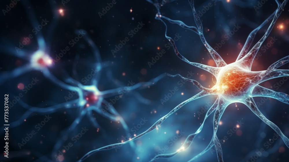 Aufkleber neuron with illuminated synapses representing neural activity