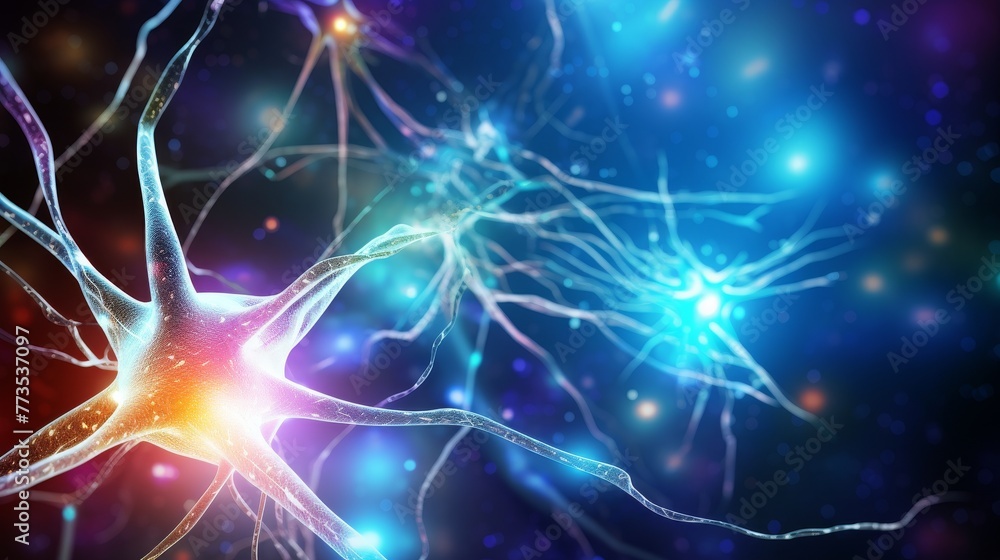 Aufkleber neuron with illuminated synapses representing neural activity