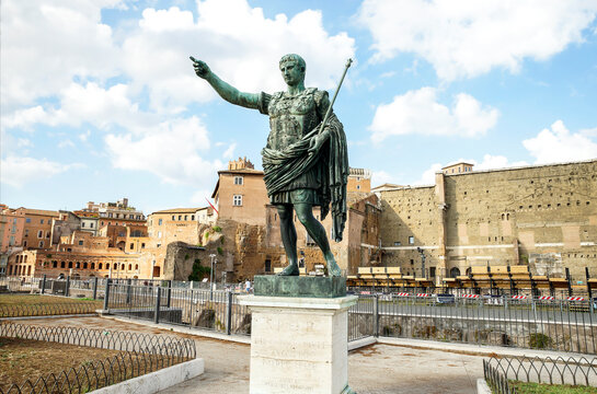 Architectural  Ruins of The Forum of  Augustus (Foro di Augusto) in Rome, Lazio Province, Italy.