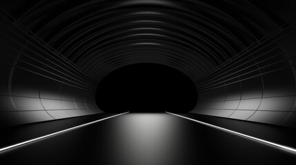  3D Architectural Rendering of tunnel on highway with empty asphalt road