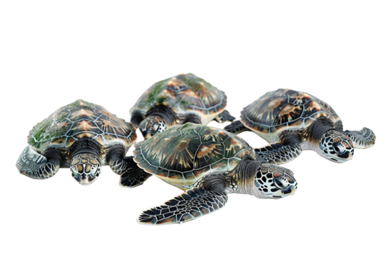 a serene sea turtle isolated on a white background, highlighting its graceful movements and ancient wisdom PNG