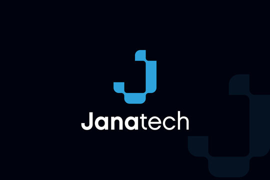 letter J technology logo design vector