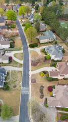 An aerial view of an upscale subdivision in suburb of USA