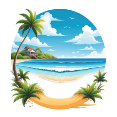 Fototapeta na wymiar palm tree shirt design on the beach