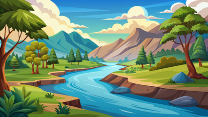 Obraz na płótnie Canvas beautiful landscape with trees lakes vector illustration 