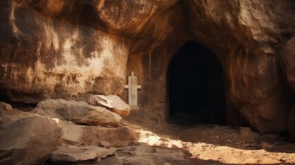 Tomb cave has been left vacant  - obrazy, fototapety, plakaty