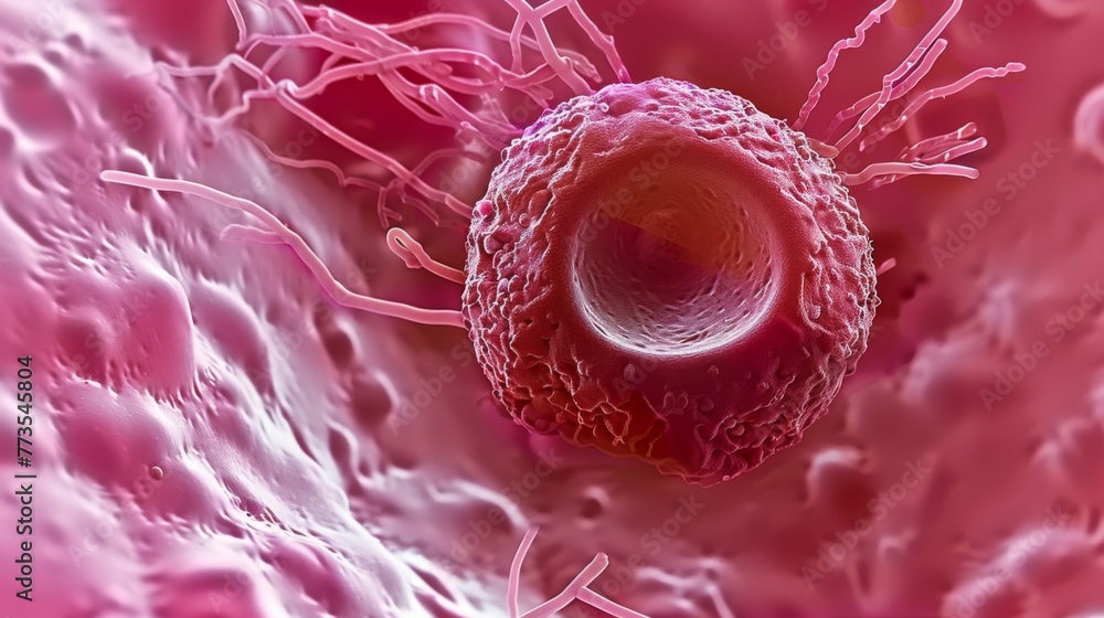 Poster an electron microscope image of a healthy red cell showing its distinct central pale area and surrou