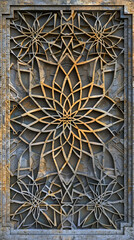 An enchanting decorative wall showcasing intricate geometric patterns and depth, depicted captivatingly in