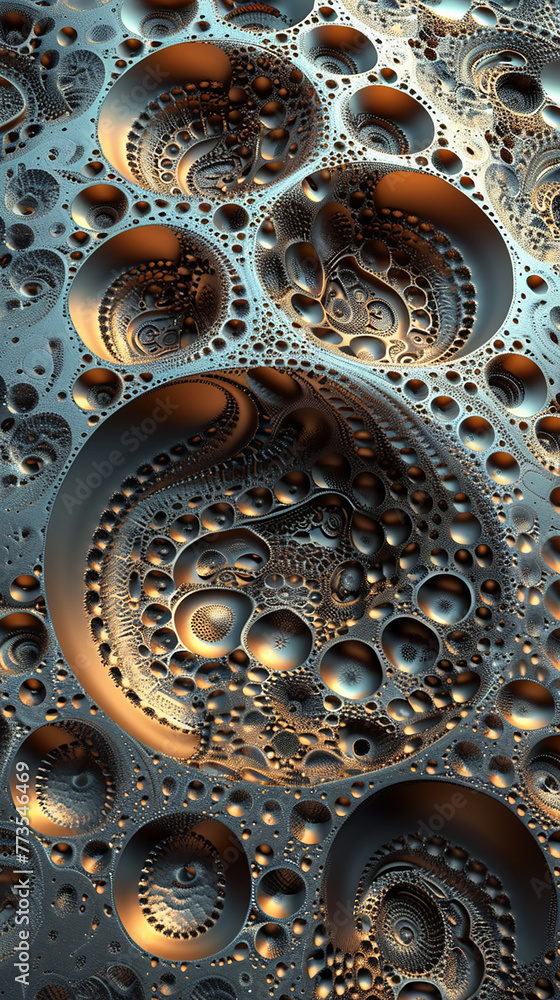 Poster an intricate 3d wall abstraction featuring metallic highlights and intricate patterns, captured beau