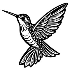 hummingbird silhouette vector art illustration