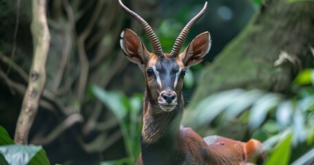 Saola, mysterious 'Asian unicorn', horns straight and long, a rare sight. 