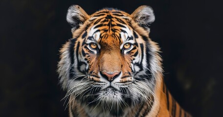 Siberian Tiger, striking orange fur and black stripes, powerful and focused. 