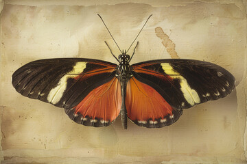 Butterfly with a long wing named Doris (Heliconius doris). To create a painting appearance after processing.