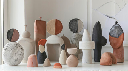 A set of handcrafted abstract ceramic sculptures inspired by the organic shapes and colors of Scandinavian landscapes. . .