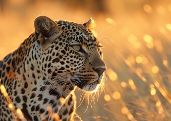 Majestic Leopard in Warm Sunset Light, Serene Wildlife Moment