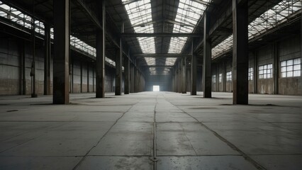 Abandoned warehouse with striking sunlight