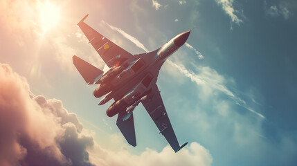 air forces jet or plane in skys in war. As a patriotic concept. Patriotism spirit .