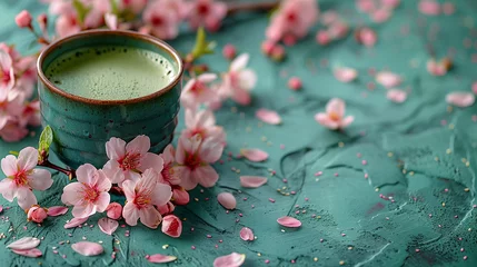 Fotobehang 桜と抹茶 © Hiroyuki