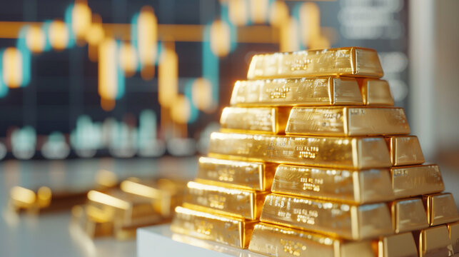 a chart of currency or financy background with as stack of  gold bar. A financial concept. A economic concept.