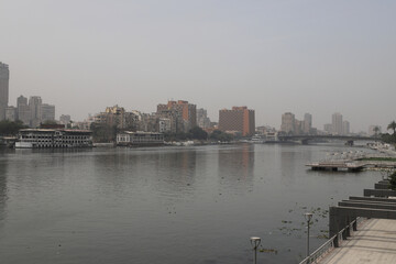 Obraz premium The TV Building, Nile, Bridge, and Sand Storm