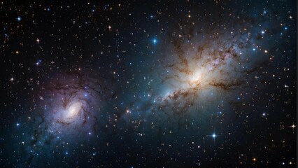 Spiral galaxies in space with shining stars