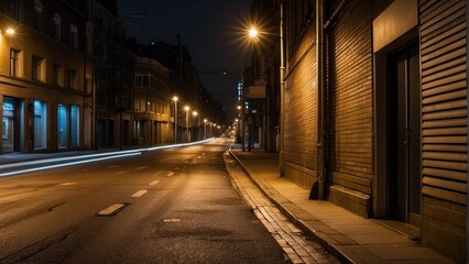 Fototapeta na wymiar Deserted urban street with light trails