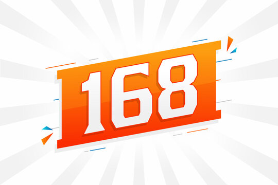 168 number vector font alphabet. Number 168 with decorative element stock vector