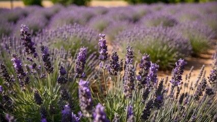 Blooming lavender field under sunlight