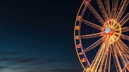 Illuminated ferris wheel against night sky
