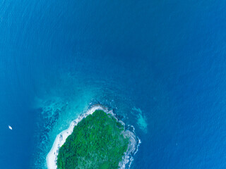 Aerial photography of Jiajing Island, Shimei Bay, Wanning, Hainan, China, in summer evening