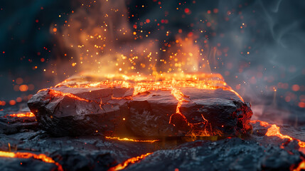 background with cracking stone slab and lava