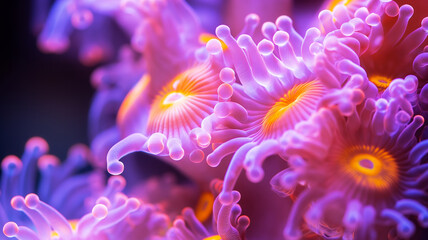 a close up of different coral polyps