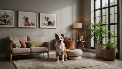Dog waiting in a stylish living room