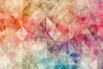 Poster Grunge vlinders Natural color watercolor grunge background with geometric patterns.